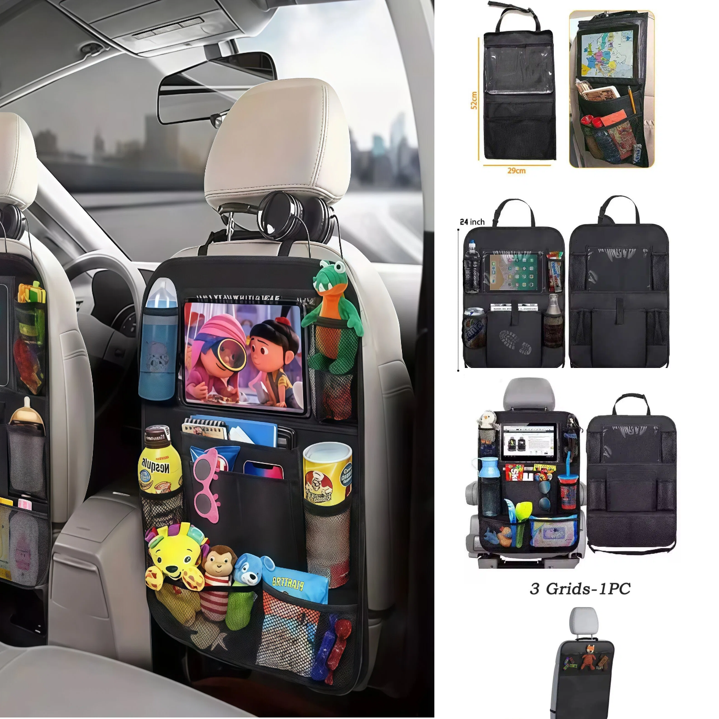 Essential Tablet Accessories - Car Seat Organizer Multifunctional Oxford Fabric