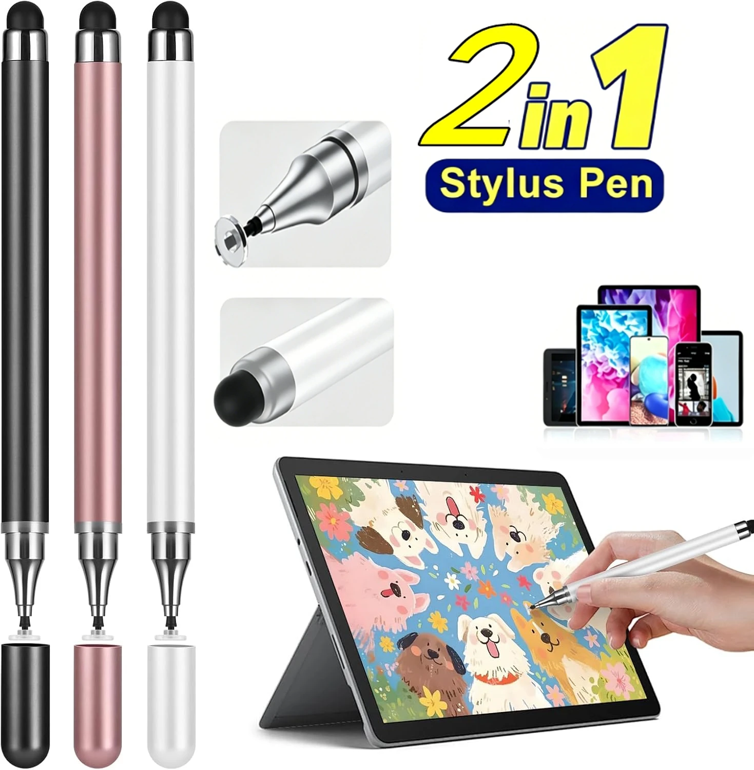 Drawing Tablet Pen Accessories - 1/2Pcs 2in1 Universal Stylus Pen For